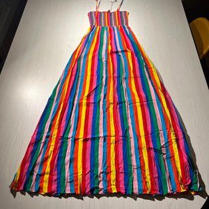 Show Me Your MuMu Rainbow Beach Maxi Strap Tube Top Dress  Medium NWT